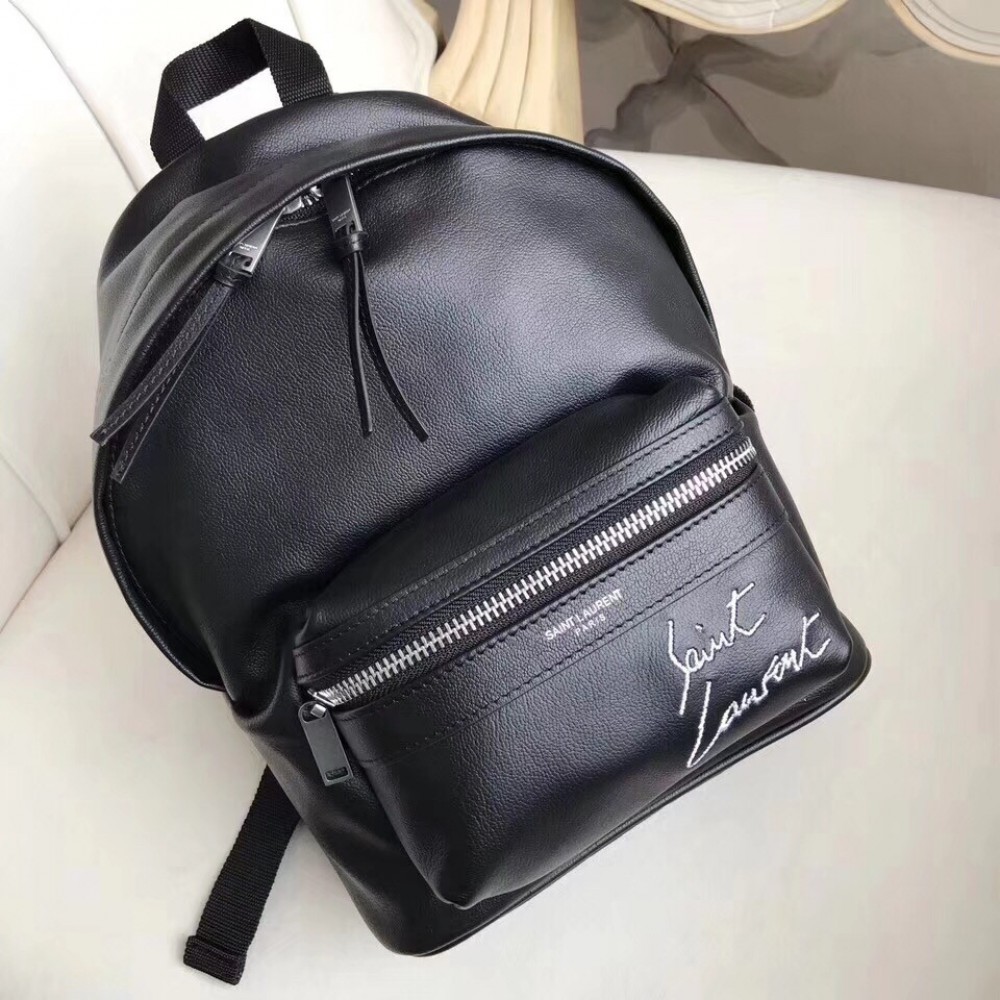 Saint Laurent Black Mini Toy City Embroidered Backpack