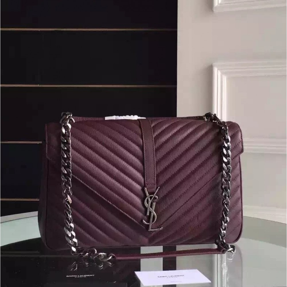 Saint Laurent Large Bordeaux College Shoulder Bag