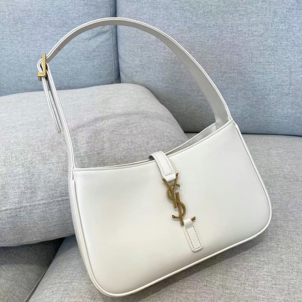 Saint Laurent Le 5 a 7 Hobo Bag In White Leather