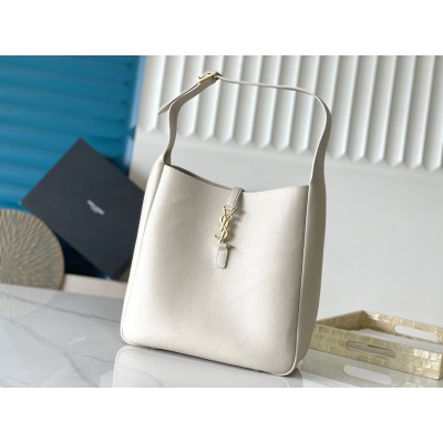 Saint Laurent Le 5 a 7 Soft Large Shoulder Bag in White Leather