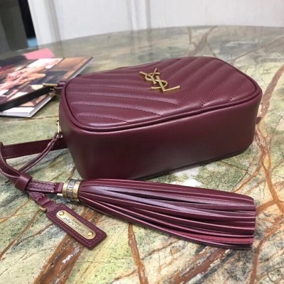 Saint Laurent Lou Belt Bag In Burgundy Calfskin