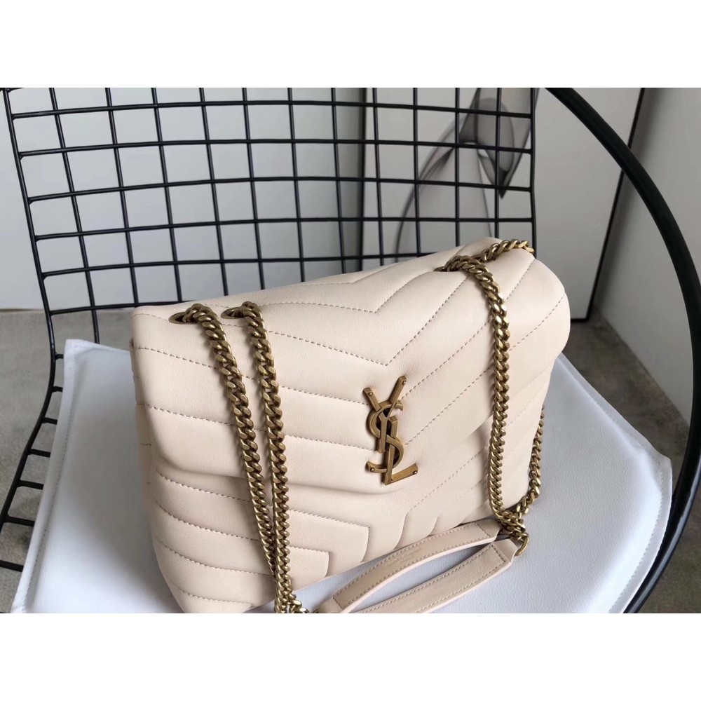 Saint Laurent Loulou Small Bag In Beige Matelasse Leather