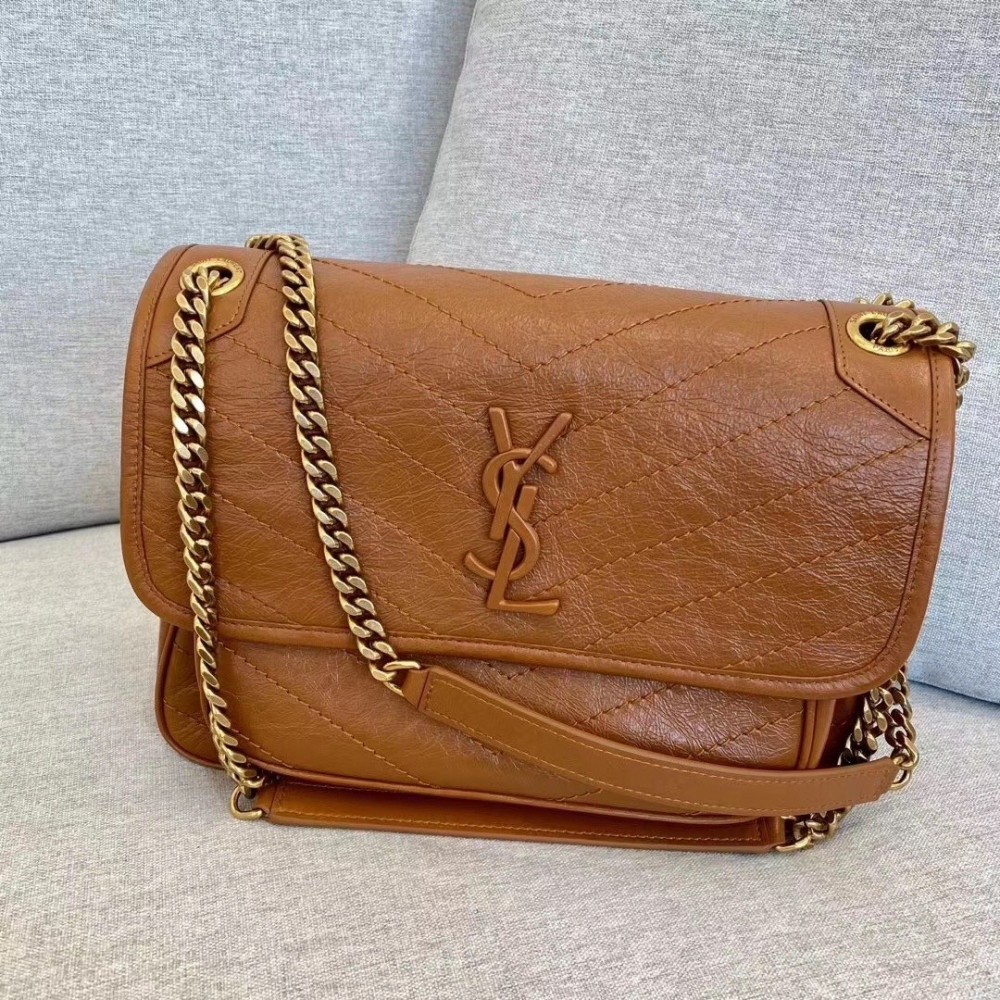 Saint Laurent Medium Niki Bag In Brown Calfskin