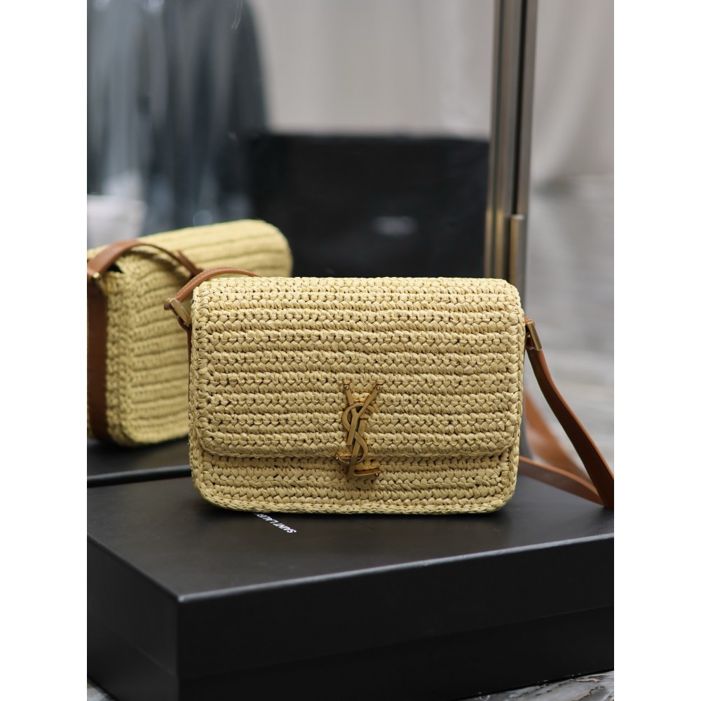 Saint Laurent Medium Solferino Bag in Naturel Raffia