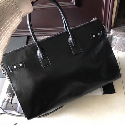 Saint Laurent Sac De Jour Souple 36 Duffle Bag In Black Moroder Leather