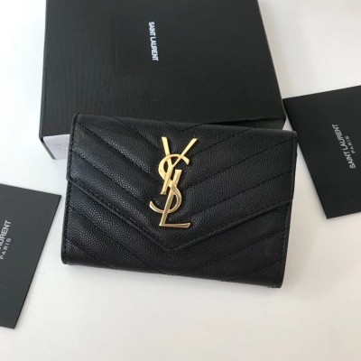 Saint Laurent Small Envelope Wallet In Black Leather