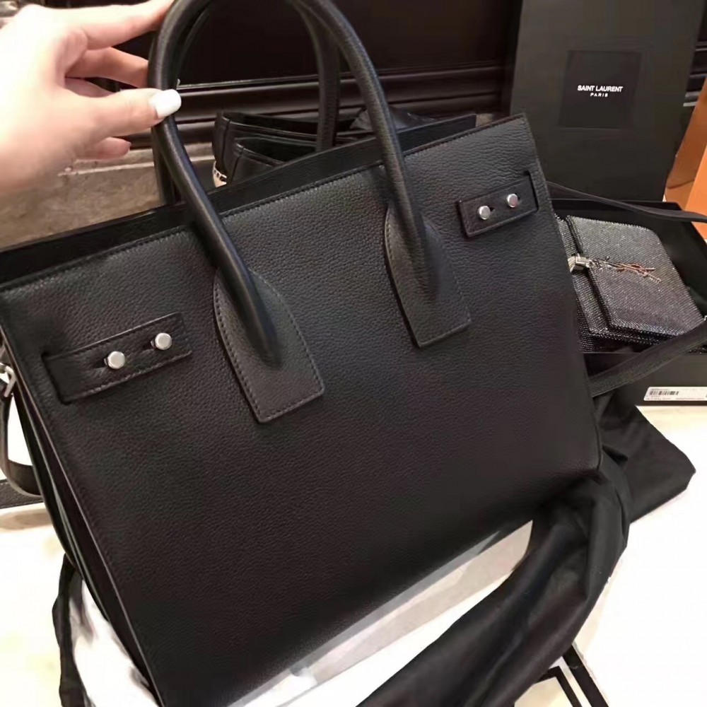 Saint Laurent Small Sac de Jour Souple Bag In Black Grained Leather