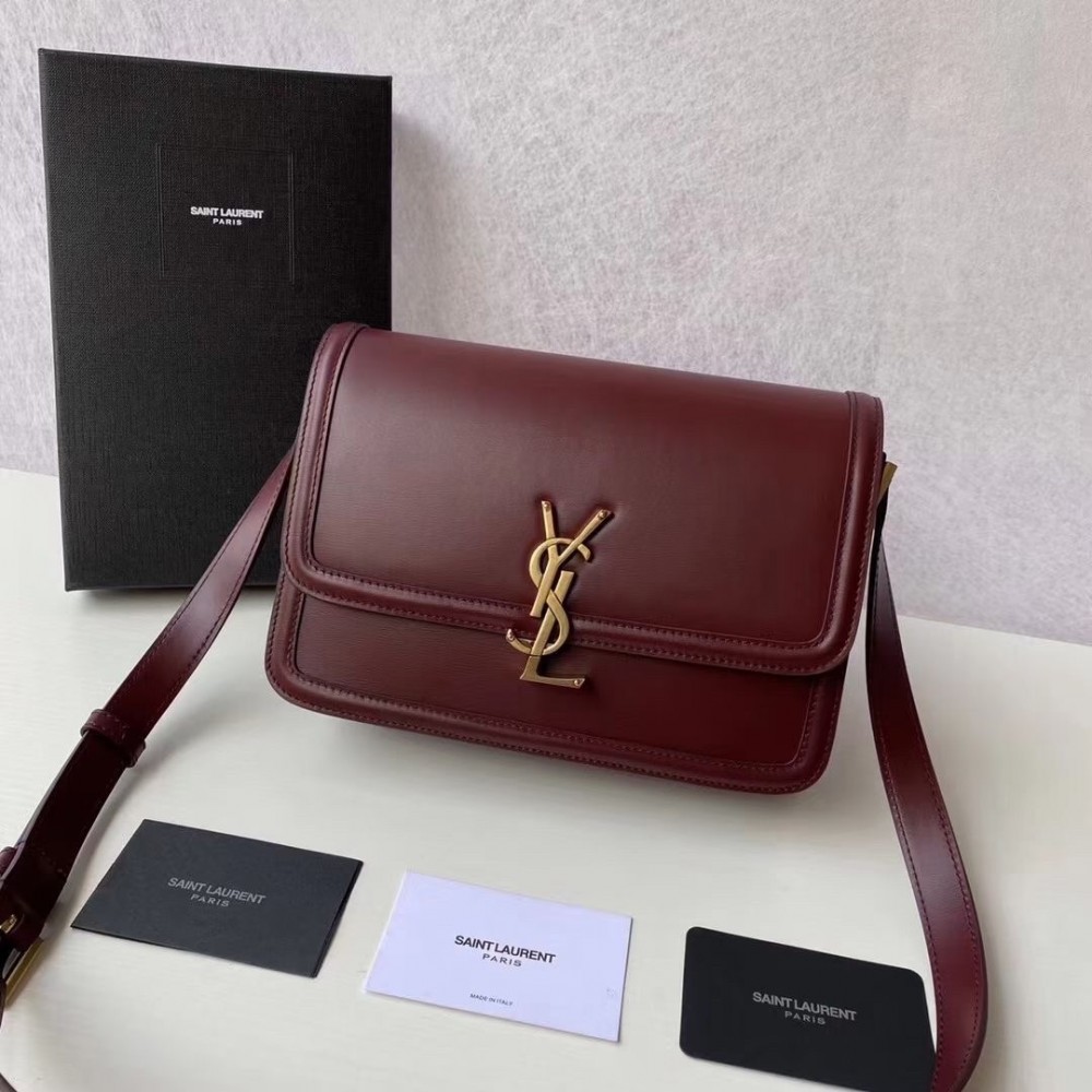 Saint Laurent Solferino Medium Bag In Bordeaux Calfskin