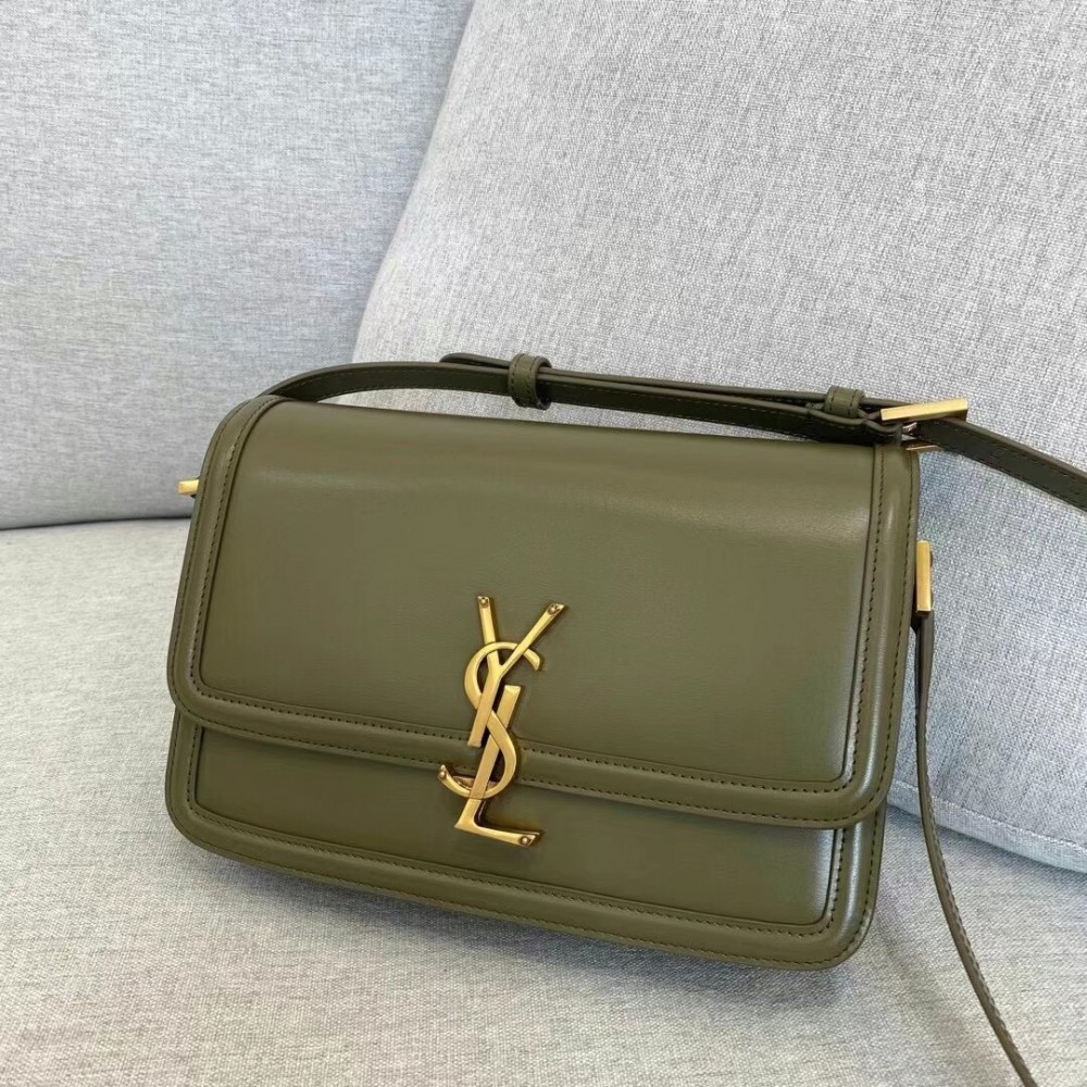 Saint Laurent Solferino Medium Bag In Khaki Calfskin