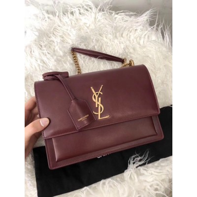 Saint Laurent Sunset Medium Bag In Bordeaxu Calfskin